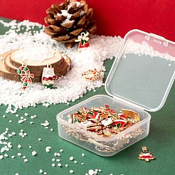50個5スタイルのクリスマステーマ合金エナメルペンダント  カドミウムフリー＆鉛フリー  ライトゴールド  キャンディケーン＆ベル＆グローブ＆蝶結び＆ツリーと花輪  ミックスカラー  17~23x12~15.5x1.5~4mm  穴：1.6~2mm  10個/スタイル&nbsp;ENAM-LS0001-49-RS