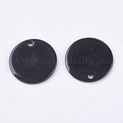 淡水シェルペンダント  スプレー塗装  フラットラウンド  ブラック  20x2mm  穴：1.5mm&nbsp;X-BSHE-K012-09C-01