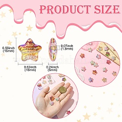 18色プリント樹脂ビーズ18個  スター  グリッターパウダー付き  ミックスカラー  15x16x6mm  穴：1.8mm  1pc /カラー&nbsp;RESI-CJ0004-64