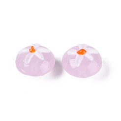 手作りランプワークビーズ  花柄とフラットラウンド  パールピンク  14~15x10~12mm  穴：0.8~1.2mm&nbsp;LAMP-Q039-09C