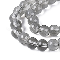 アクリル模造キャットアイビーズ連売り  ラウンド  濃いグレー  5.5~6mm  穴：0.9~1mm  約146~149個/連  30.31~31.5インチ（77~80cm）&nbsp;OACR-Q197-01A-02