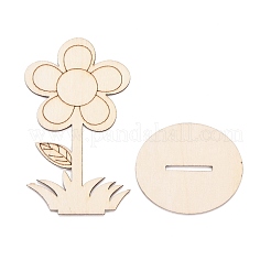 Diyの未完成の木の花の切り抜き  スロット付き  クラフト絵画用品用  バリーウッド  5.9x5x9.9cm&nbsp;WOOD-P017-04