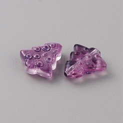 手作りランプワークビーズ  クリスマスツリー  パープル  16x15x5mm  穴：1mm&nbsp;LAMP-TAC0001-06D