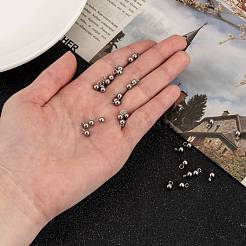 変色防止 201 ステンレススチール 3D ボール ラウンド チャーム ペンダント  ステンレス鋼色  7x4x4mm  穴：1.5mm&nbsp;STAS-Q171-05