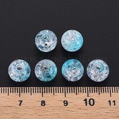 クリアクラックアクリルビーズ  ツートン  ラウンド  ディープスカイブルー  10x9mm  穴：2mm  約940個/500g&nbsp;MACR-S370-N10mm