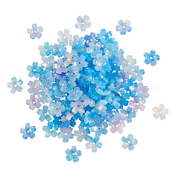 セルロースアセテート（樹脂）ビーズキャップ  5花びら  さくら  空色  10.5x11x4.5mm  穴：1mm&nbsp;RESI-CJ0001-221