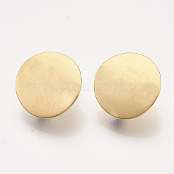 304ステンレススチールスタッドピアス金具  ピアスキャッチとカン付き  フラットラウンド  ゴールドカラー  20mm  穴：3mm  ピン：0.7mm&nbsp;X-STAS-S079-51