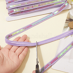 約16.7mのポリエステルリボン  プラスチックpailletteビーズと  洋服アクセサリー用  ライラック  1/2インチ（13.5mm）&nbsp;DIY-CY0001-68