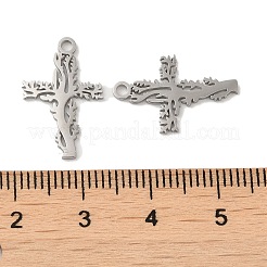 変色しない304ステンレススチールペンダント  レーザー切断  クロスチャーム  ステンレス鋼色  18.5x12x1mm  穴：1.6mm&nbsp;STAS-J042-23P