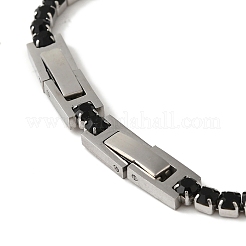 304ステンレススチールラインストーンカップチェーンブレスレット  ブラックダイヤモンド  7-5/8x1/8インチ（19.3x0.3cm）&nbsp;BJEW-S002-01E