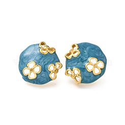 304ステンレススチールエナメルスタッドピアス  中空の花  スチールブルー  24x24mm&nbsp;EJEW-S254-02A-G
