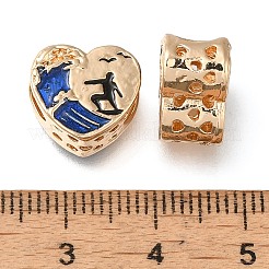 メッキ合金エナメル欧州ビーズラック  大穴ビーズ  波のハート  ゴールドカラー  11x12x7.5mm  穴：5mm&nbsp;PALLOY-A009-24G