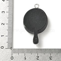 不透明樹脂ペンダント  プラチナ鉄ループ付き  模造食品  ステーキ  ブラック  34x20x7mm  穴：2mm&nbsp;FIND-A058-05B