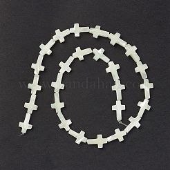 天然トロチッドシェル/トロカスシェルビーズ連売り  クロス  貝殻色  15x10x4mm  穴：0.5mm  約26個/連  15.83''（40.2センチメートル）&nbsp;SSHEL-K027-04