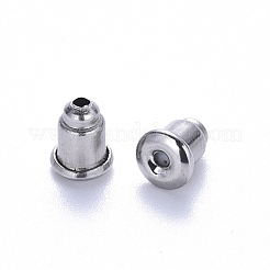 変色しない304ステンレススチール製バレットイヤーナット  ピアスバックキャッチ  ステンレス鋼色  5.5x5.5x4.5mm  穴：1.2mm&nbsp;STAS-S113-002