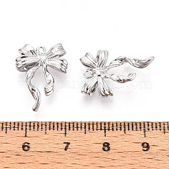 真鍮チャーム  カドミウムフリー＆ニッケルフリー＆鉛フリー  蝶結び  プラチナメッキ  19.5x13.5x4.5mm  穴：1.2mm&nbsp;KK-N234-08P