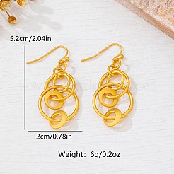 女性のための合金のぶら下がりイヤリング  マルチリンク円形リング  ゴールドカラー  52x20mm&nbsp;WG9C3AC-01
