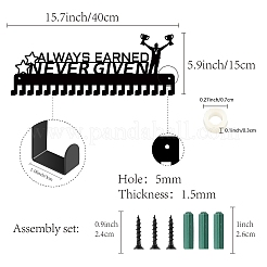 鉄メダルホルダーフレーム  20フックメダルディスプレイハンガーラック  ネジ付き  ブラック  言葉  150x400mm  穴：5mm&nbsp;ODIS-WH0028-175