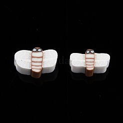 手作り樹脂粘土ビーズ  トンボ  ホワイト  5~8.5x9~11.5x4.5~5mm  穴：1.2~1.6mm&nbsp;CLAY-N010-087B-01