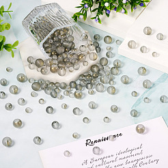 300個のフロスト透明ガラスビーズ  金粉付き  ラウンド  スレートグレイ  6~10mm  穴：1mm&nbsp;GLAA-TA0002-78C