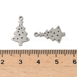 クリスマス 201 ステンレス ペンダント  レーザー切断  クリスマスツリー  18x10x1mm  穴：1.4mm&nbsp;STAS-P428-01A-P