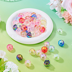 UVメッキ透明アクリルビーズキャップ50個  花  ミックスカラー  18.5x13mm  穴：1.8mm  内径：10mm&nbsp;TACR-TA0001-74