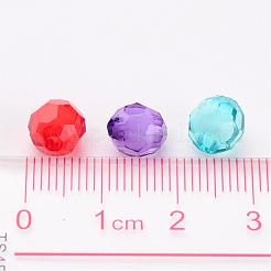 透明なアクリルビーズ  二層ビーズ  多面カット  ラウンド  ミックスカラー  7mm  穴：2mm&nbsp;X-TACR-S113-7mm-M