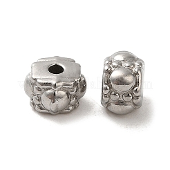 変色しにくい304ステンレススチールビーズ  ハートを持つキューブ  ステンレス鋼色  6x4.5mm  穴：1.6mm&nbsp;STAS-I203-34P