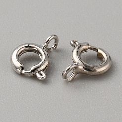 真鍮スプリングリングクラスプ  カン付き  プラチナ  7x9x3mm  穴：1mm&nbsp;FIND-WH0152-122P