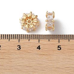 ラックメッキ真鍮製ビーズ  カドミウムフリー＆ニッケルフリー＆鉛フリー  ガラスと  フラットラウンド  18KGP本金メッキ  10x4.5mm  穴：1.6mm&nbsp;KK-M264-08G