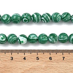 合成マラカイトビーズ連売り  染め  ラウンド  グリーン  8mm  穴：1mm  約46個/連  14.76インチ（37.5cm）&nbsp;G-I199-32-8mm-L
