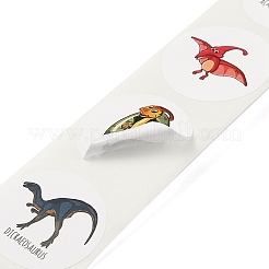 自己接着紙ステッカー  カラフルなロールステッカーラベル  ギフトタグステッカー  恐竜の模様  2.5cm  500PCS /ロールについて&nbsp;DIY-L035-013B
