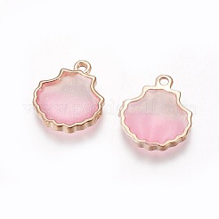 合金エナメルチャーム  シェル  ライトゴールド  ミックスカラー  18x15.5x2mm  穴：1.4mm&nbsp;X-PALLOY-F224-06G
