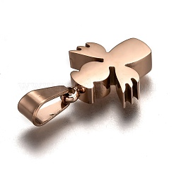 イオンプレーティング（IP）304ステンレスペンダント  手動研磨  天使  ローズゴールド  16.5x13x3.5mm  穴：3x7mm&nbsp;STAS-F253-13RG