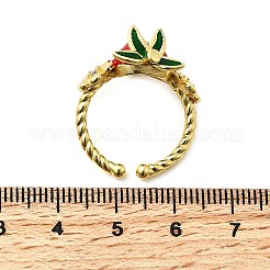 真鍮マイクロパヴェキュービックジルコニアカフスリング  エナメル  18KGP本金メッキ  苺  14.5mm  内径: 調節可能&nbsp;RJEW-C143-02G