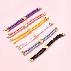 6個6色のナイロンコードブレスレット、コネクタチャームに最適  ゴールドブラスツリースライダービーズ付き  長持ちメッキ  ミックスカラー  8-5/8インチ（22cm）  穴：1.9mm  1pc /カラー&nbsp;AJEW-FS0001-39