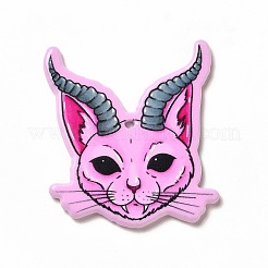 ハロウィンプリントアクリルパーツ  猫の模様  39.5x34.5x2.5mm  穴：1.8mm&nbsp;MACR-K330-09B