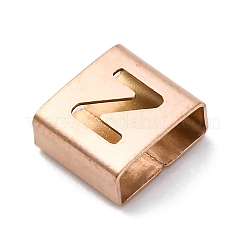 イオンプレーティング（IP）304ステンレススチールスクエアスライドチャーム  ローズゴールド  文字Z  9x8x4mm  穴：3.5x8.5mm&nbsp;STAS-L132-18Z-RG