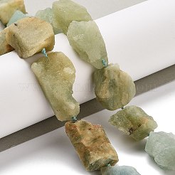 生のラフな天然アクアマリンビーズ連売り  ナゲット  20~31.5x13~24mm  穴：1~1.2mm  約16~18個/連  16.14''~16.54''（41~42センチメートル）&nbsp;G-K383-B01-01