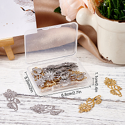 30個 2色 304ステンレススチールリンクコネクター  ヒマワリ  ゴールデン·ステンレス鋼色  39x15x1.5mm  穴：2mm  15個/カラー&nbsp;STAS-BBC0001-14