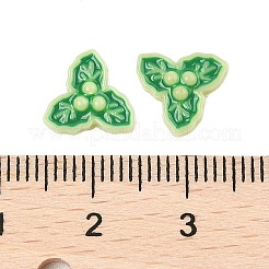 クリスマステーマの蓄光樹脂カボション  暗闇で光る  葉  9x10x3mm&nbsp;RESI-U003-02B