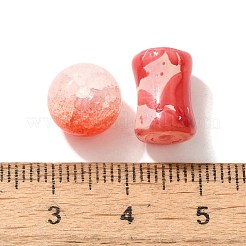 混合スタイルのガラスビーズ  ラウンド  クリムゾン  8~10mm&nbsp;GLAA-XCP0012-02L