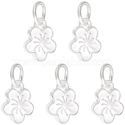 スターリングシルバーチャーム5個925個  銀色のメッキ  丸カン付き  花  9.5x8x2.5mm  穴：3.5mm&nbsp;STER-BBC0009-44B