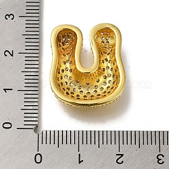 キュービックジルコニアペンダント付き真鍮  カドミウムフリー＆ニッケルフリー＆鉛フリー  U字  U字  22x19x6.5mm  穴：4mm&nbsp;KK-Q818-02U-G