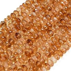 加熱された天然シトリンビーズ連売り  ロンデル  多面カット  9.5~10x6.5~7.5mm  穴：1mm  約54~57個/連  15.24~15.43''（38.7~39.2センチメートル）&nbsp;G-C280-A04-02