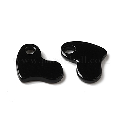 スプレー塗装された201ステンレススチールチャーム  ハートチャーム  ブラック  8.5x11.5x1.5mm  穴：2mm&nbsp;STAS-I672-13A