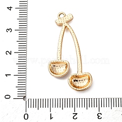 チェリー合金ペンダント  ラインストーン＆エナメル  レッド  ゴールドカラー  31x18x4.5mm  穴：1.6mm&nbsp;PALLOY-S051-01B-G