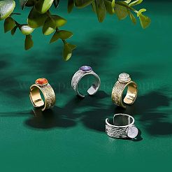 4個 2色 304ステンレススチール オープンカフリング金具  ペッドリングのセッティング  フラットラウンド  ゴールデン·ステンレス鋼色  usサイズ7 1/4(17.5mm)  トレイ：8mm  2個/カラー&nbsp;STAS-UN0038-04