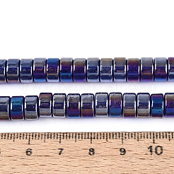 Ab色のメッキ透明ガラスビーズ連売り  フラットラウンド  ダークスレートブルー  7.5~8x4~4.5mm  穴：0.8~1mm  約82~87個/連  14.37~15.16''（36.5~38.5センチメートル）&nbsp;GLAA-T026-4x8mm-T05