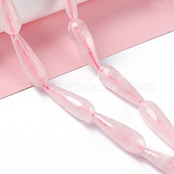 天然石ローズクォーツビーズ連売り  多面カット  ティアドロップ  28~30x9.5~10.5mm  穴：1.2mm  約13個/連  14.65''~15.39''（37.2~39.1センチメートル）&nbsp;G-I328-10